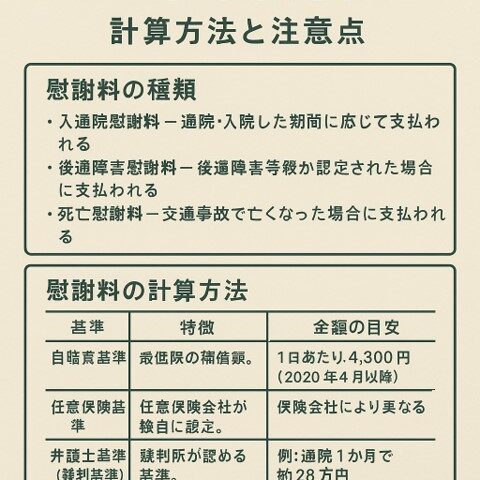 交通事故の慰謝料はいくらもらえる？計算方法と注意点/江東区北砂