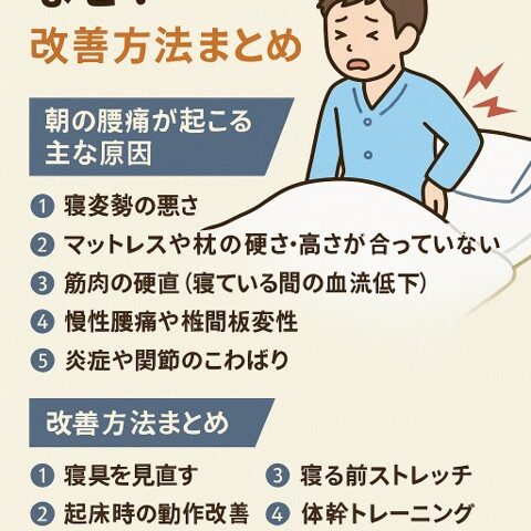 腰痛が朝に強いのはなぜ？改善方法まとめ/江東区北砂