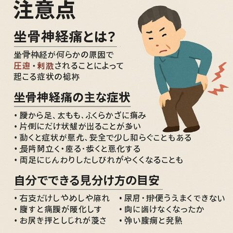 腰から足のしびれは坐骨神経痛？見分け方と注意点/江東区北砂