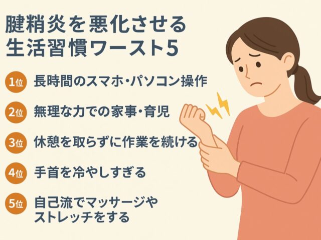 腱鞘炎を悪化させる生活習慣ワースト5｜整骨院が解説