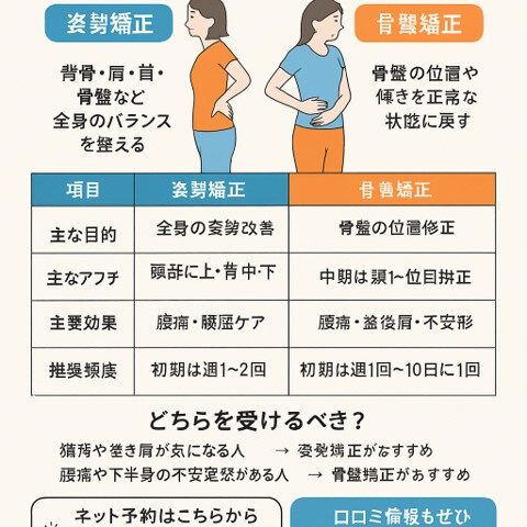 姿勢矯正と骨盤矯正の違いを徹底比較/江東区北砂
