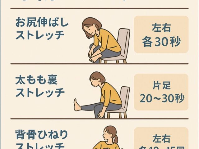 椅子に座ったままできる坐骨神経痛予防ストレッチ/江東区北砂