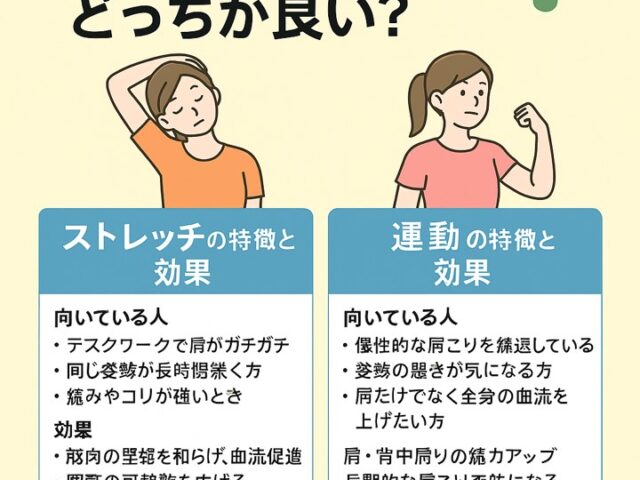 肩こり改善にはストレッチと運動どっちが良い？/江東区北砂