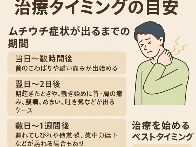 交通事故後のムチウチ症状はいつ出る？治療タイミングの目安/江東区北砂