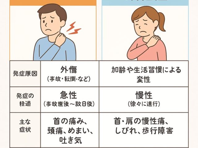 ムチウチと頚椎症の違いと関係性/江東区北砂