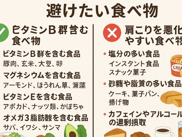 肩こりに効果的な食べ物・避けたい食べ物/江東区北砂