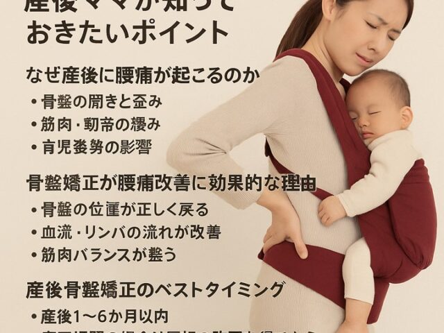 骨盤矯正で腰痛改善！産後ママが知っておきたいポイント/江東区北砂