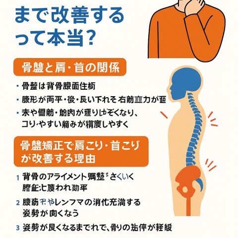 骨盤矯正で肩こり・首こりまで改善するって本当？/江東区北砂