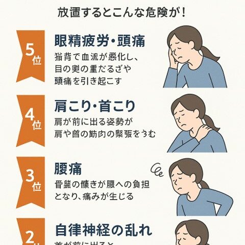 姿勢の歪みが引き起こす体の不調ワースト5｜放置するとこんな危険が！