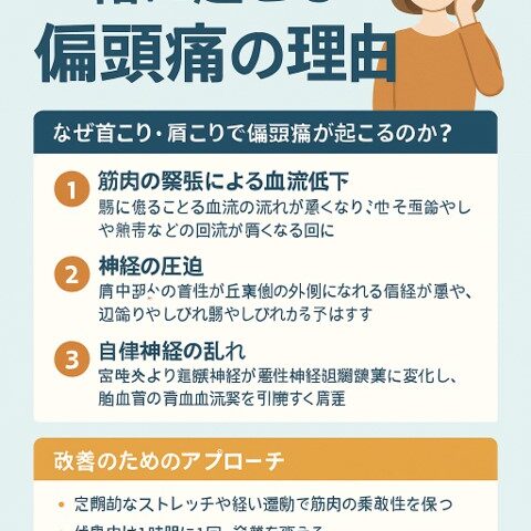 首こり・肩こりと一緒に起こる偏頭痛の理由/江東区北砂