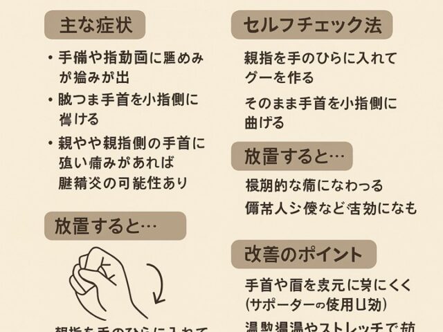 腱鞘炎の症状・チェック法｜放置せず早めのケアを！/江東区北砂