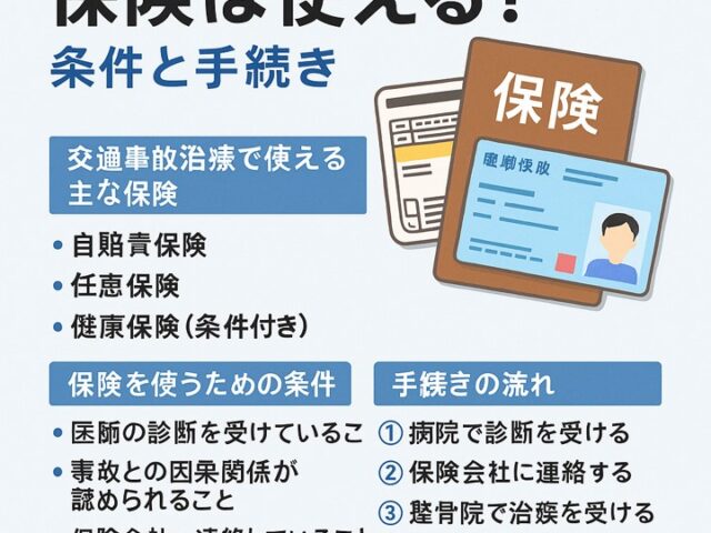 交通事故治療に保険は使える？条件と手続き/江東区北砂