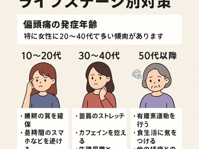 偏頭痛の発症年齢とライフステージ別対策/江東区北砂