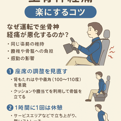 長時間の運転が辛い坐骨神経痛｜楽にするコツ
