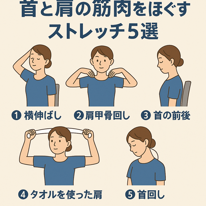 首と肩の筋肉をほぐすストレッチ5選｜デスクワーク疲れを解消