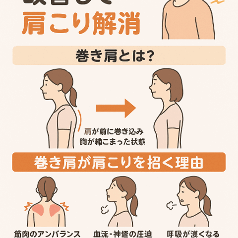 巻き肩を改善して肩こり解消/江東区北砂