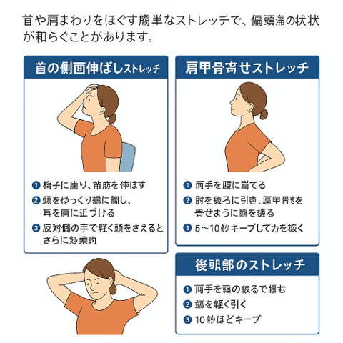 偏頭痛を和らげるストレッチ法/江東区北砂