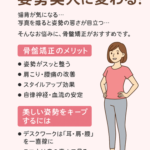 骨盤矯正で姿勢美人に変わる！/江東区北砂