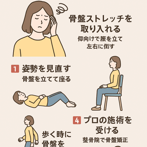 骨盤の歪みが原因のめまい対策｜姿勢改善で不調を防ぐ