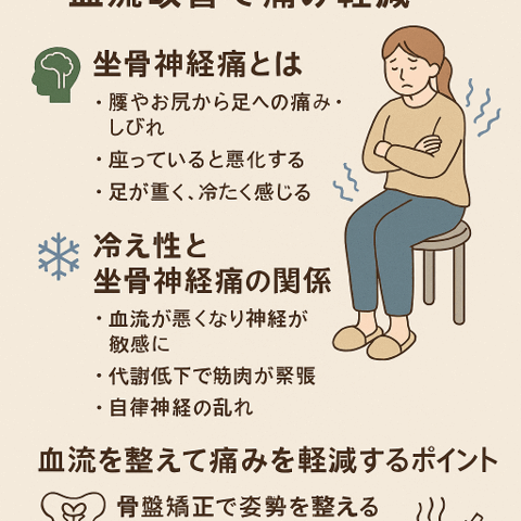坐骨神経痛と冷え性｜血流改善で痛み軽減/江東区北砂