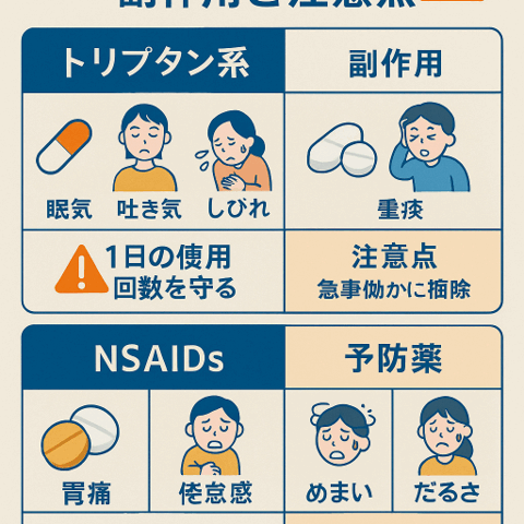 偏頭痛薬の副作用と注意点/江東区北砂