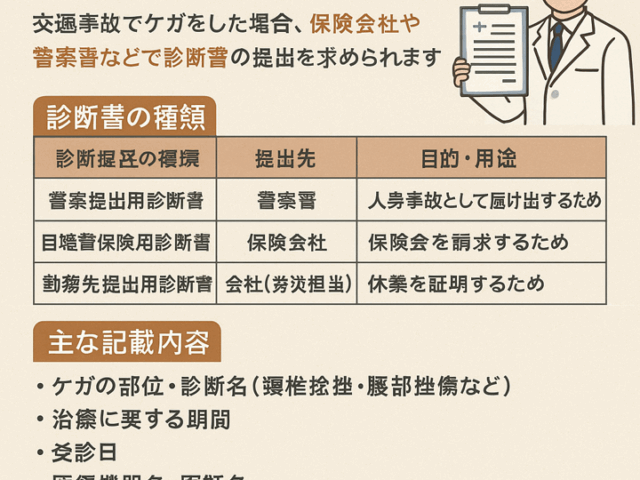 🚗 交通事故治療に必要な診断書と記載内容/江東区北砂