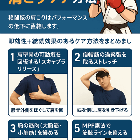 🥊 格闘技選手の肩こりケア方法｜パフォーマンスを落とさないための実践ポイント/江東区北砂