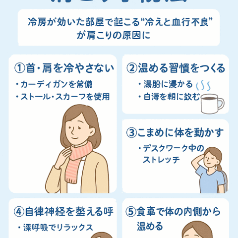 🌞 夏の冷房による肩こり予防法/江東区北砂