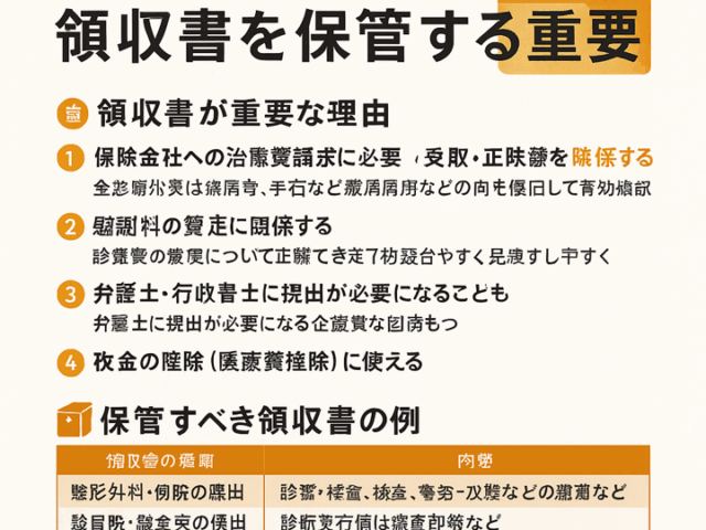 💳 交通事故治療で領収書を保管する重要性/江東区北砂