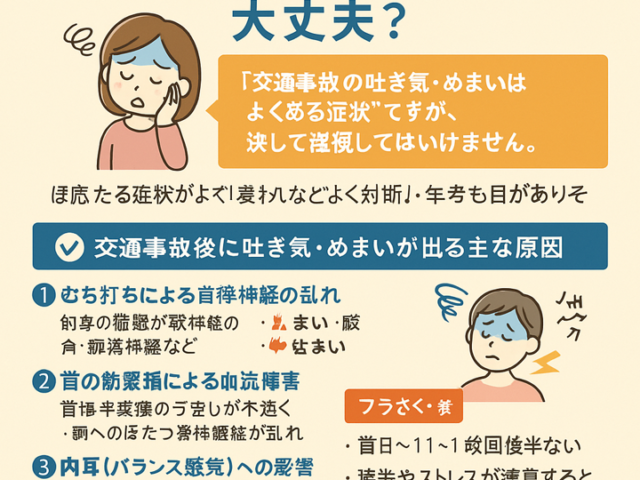 交通事故後の吐き気・めまいは大丈夫？/江東区北砂