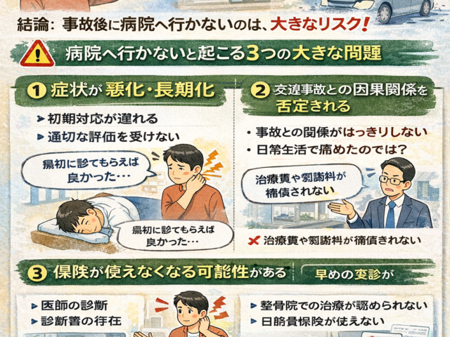 交通事故後に病院へ行かないとどうなる？｜「大丈夫」が一番危険な理由