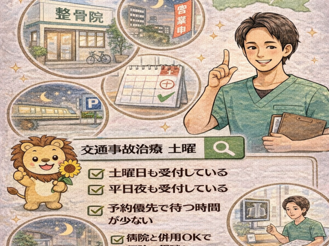 土曜も通える交通事故治療院を探すポイント/江東区北砂