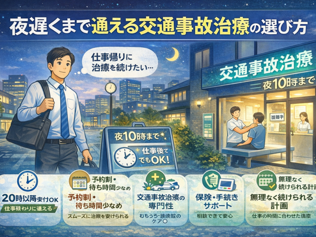 夜遅くまで通える交通事故治療の選び方/江東区北砂