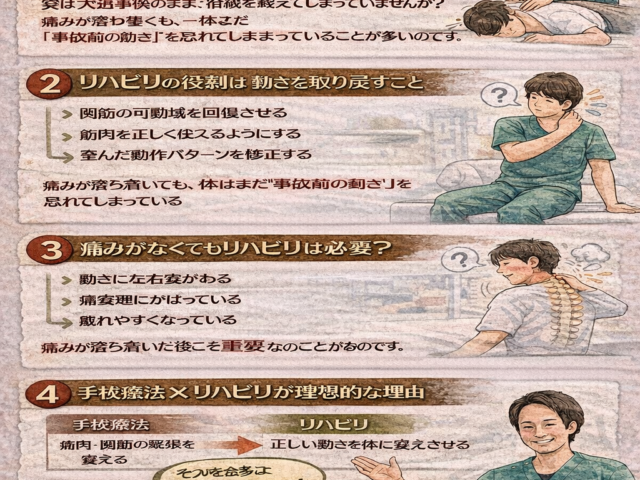 交通事故治療でリハビリが重要な理由/江東区北砂