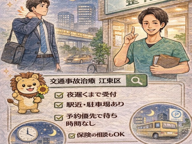仕事帰りに通える交通事故治療【江東区】/江東区北砂