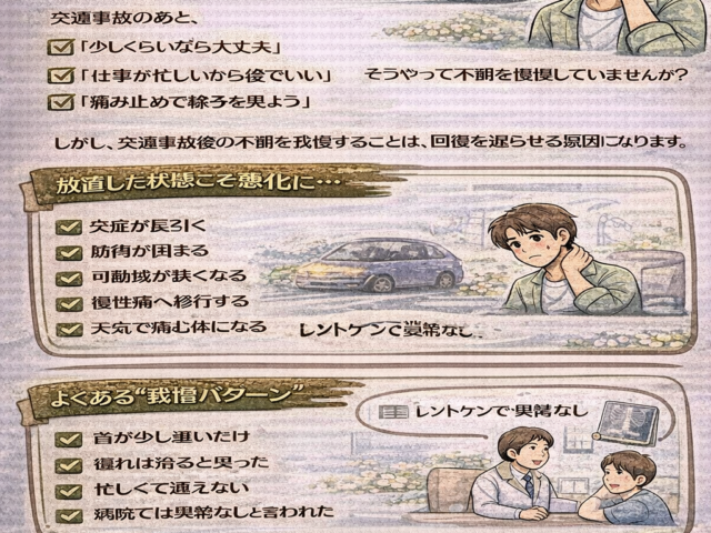 交通事故後の不調は我慢しない/江東区北砂