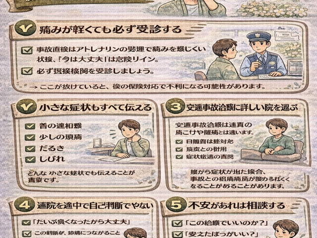 交通事故治療で後悔しないためのポイント/江東区北砂