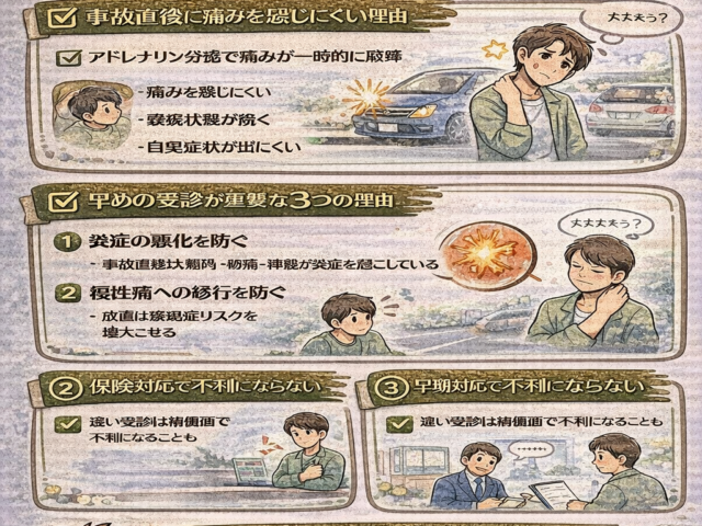 交通事故治療は早期対応がカギ/江東区北砂