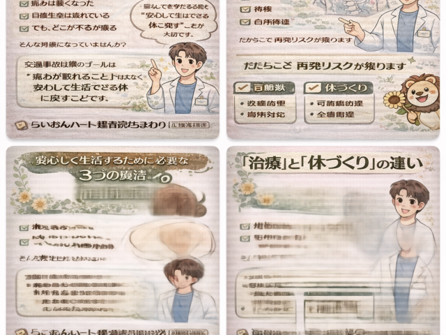 交通事故後も安心して生活するための体づくり/江東区北砂