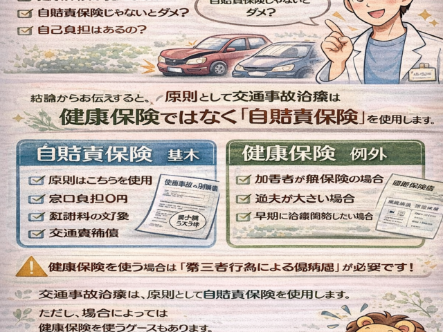 交通事故治療は健康保険を使える？/江東区北砂