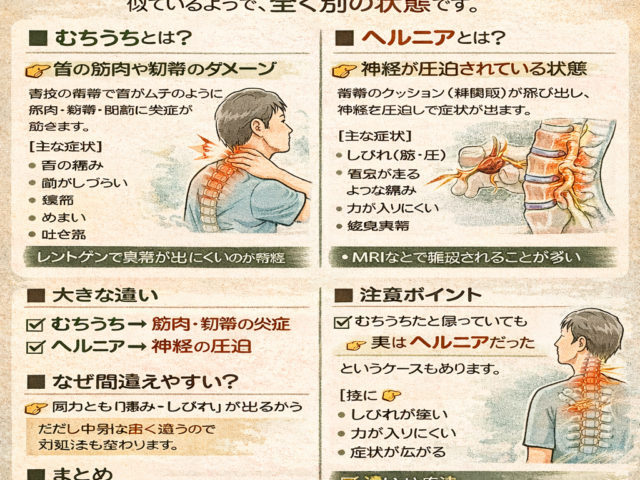 むちうちとヘルニアの違い/江東区北砂