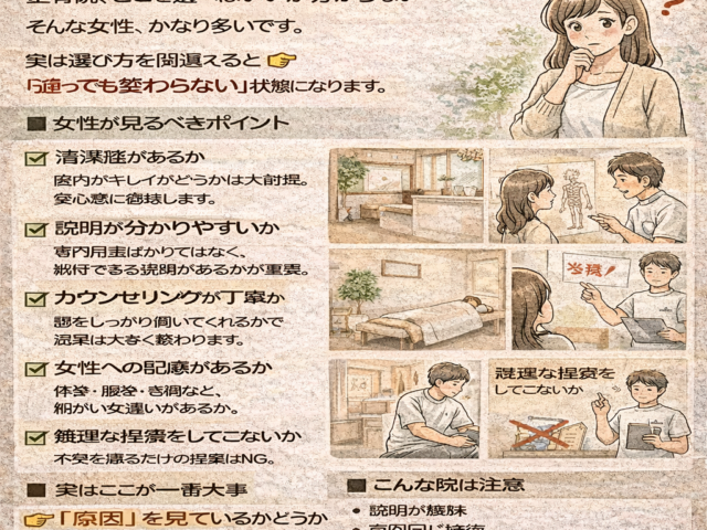 女性が整骨院を選ぶポイント/江東区北砂