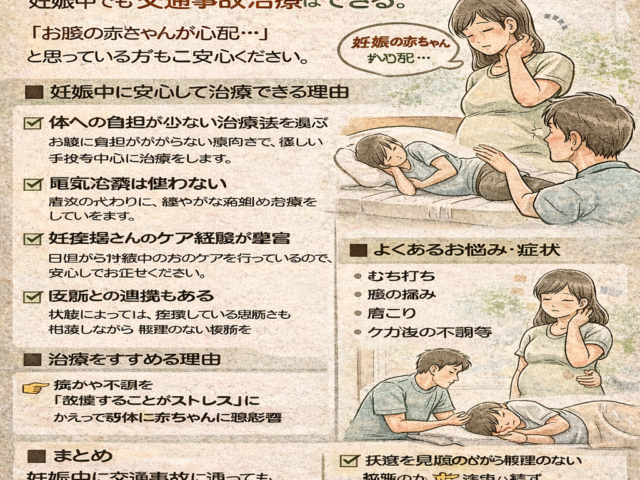 妊娠中でも交通事故治療はできる？/江東区北砂