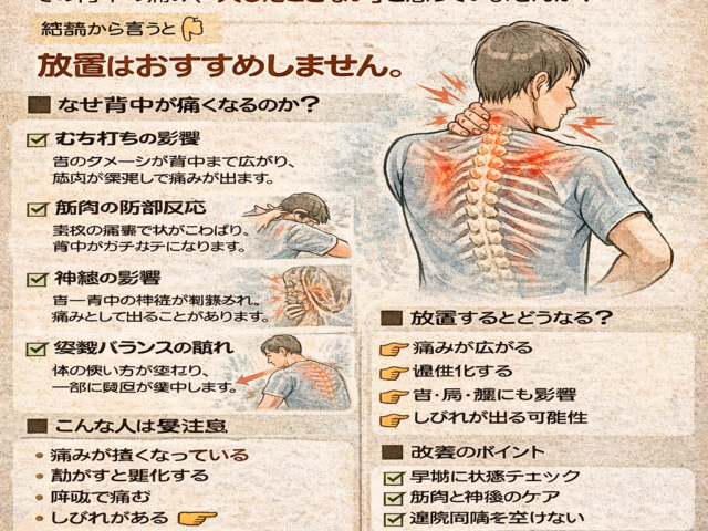 事故後の背中の痛みは放置していい？/江東区北砂