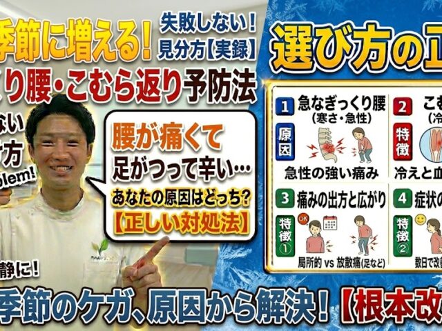 寒い季節に増えるぎっくり腰・こむら返りの予防法