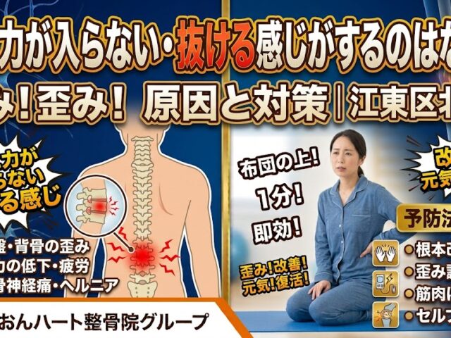 腰に力が入らない・抜ける感じがするのはなぜ?原因と注意点｜江東区北砂