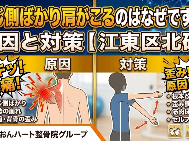 同じ側ばかり肩がこるのはなぜですか?原因と対策｜江東区北砂｜らいおんハート整骨院グループ