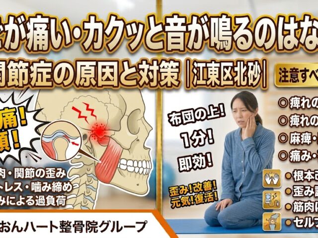 あごが痛い・カクッと音が鳴るのはなぜ?顎関節症の原因と対策｜江東区北砂